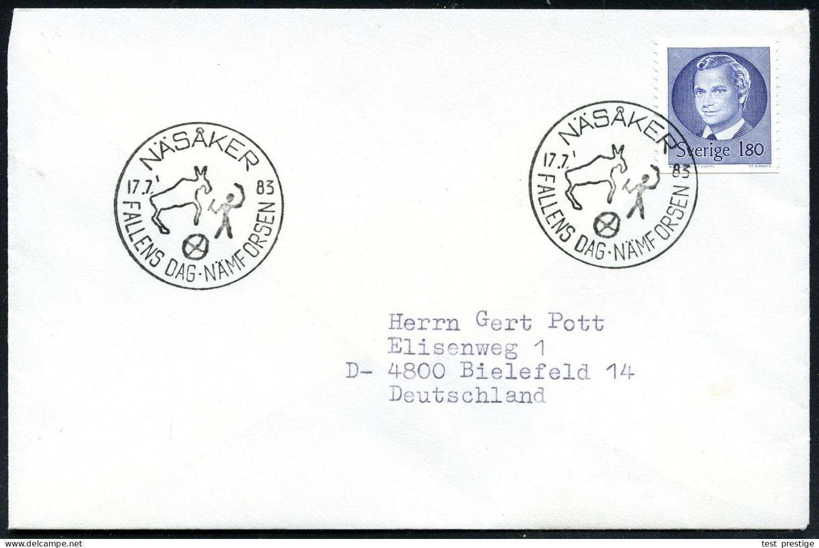 SCHWEDEN 1985 (17.7.) SSt.: NÄSÄKER/FALLENS DAG NÄMF ORSEN = Prähistor. Felszeichnung, Hämstromgebiet (Mensch Jagd Elch, - Vor- Und Frühgeschichte