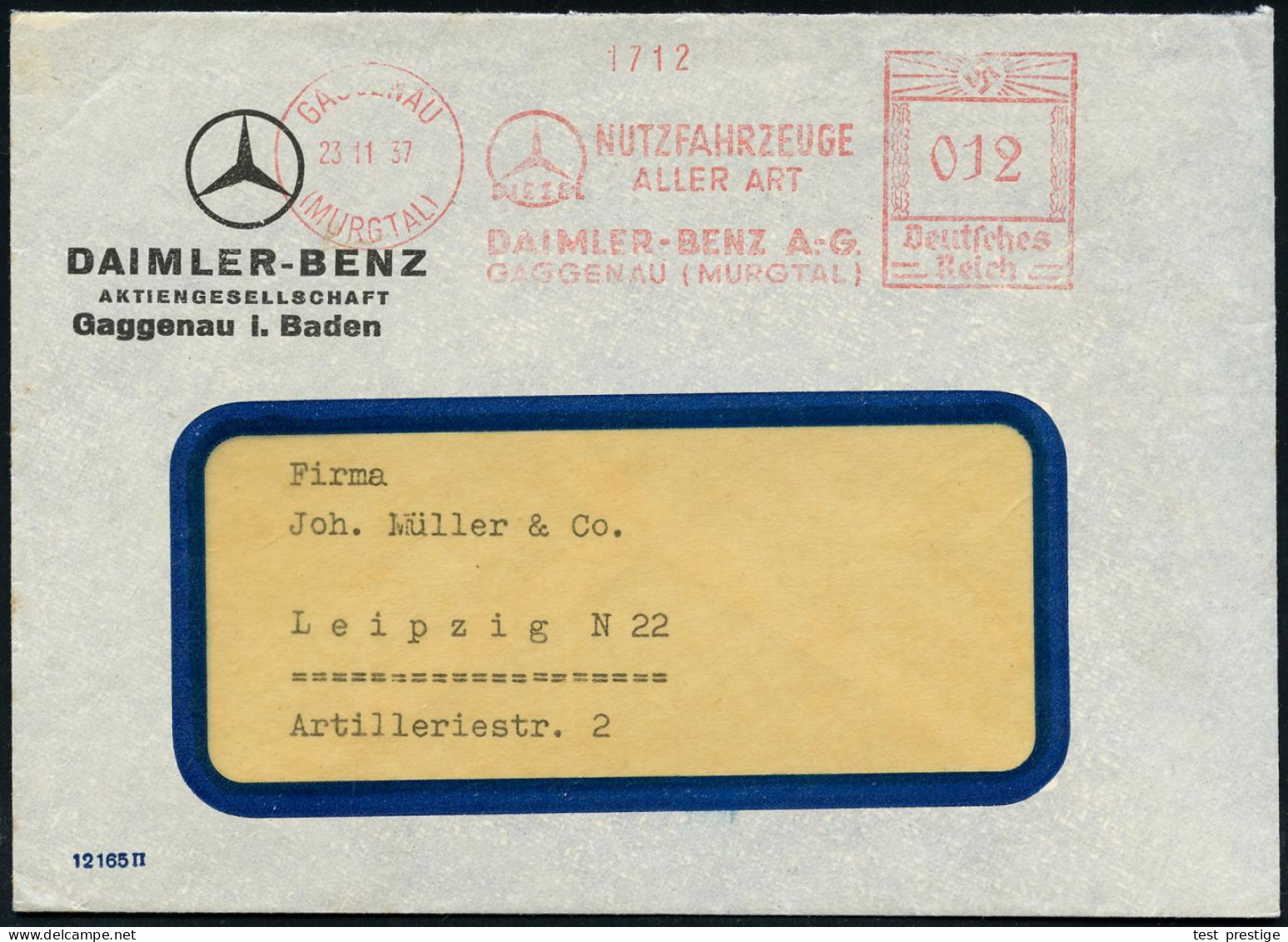 GAGGENAU/ (MURGTAL)/ DIESEL/ NUTZFAHRZEUGE/ ALLES ART/ DAIMLER-BENZ AG 1937 (Juni) AFS Francotyp = MB-Logo , Motivgl. Vo - Cars