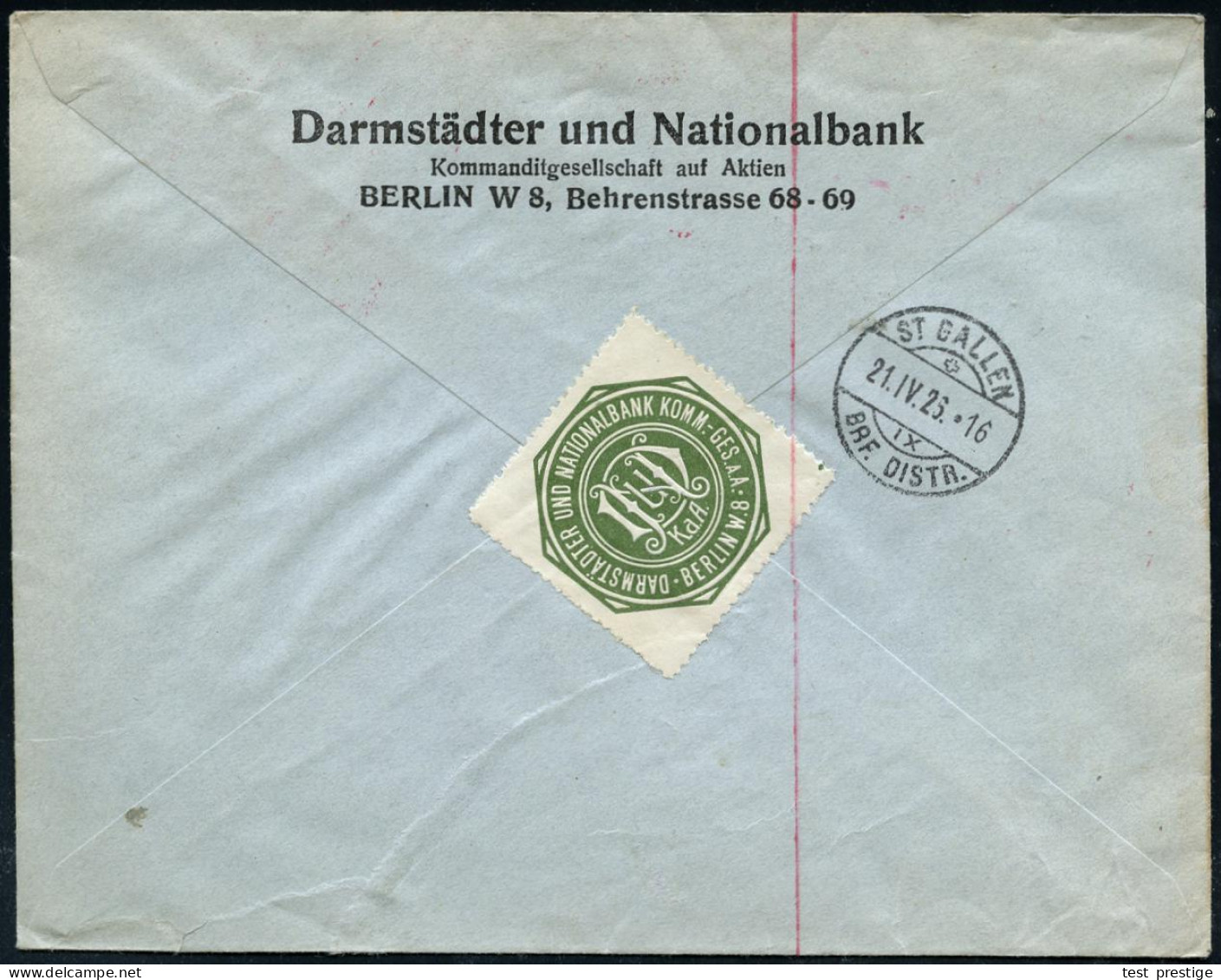 BERLIN W8/ D N/ Darmstädter U./ Nationalbank 1926 (26.4.) Seltener AFS Francotyp "Bogenrechteck Urtype" 055 Pf. + 1K-Ste - Andere