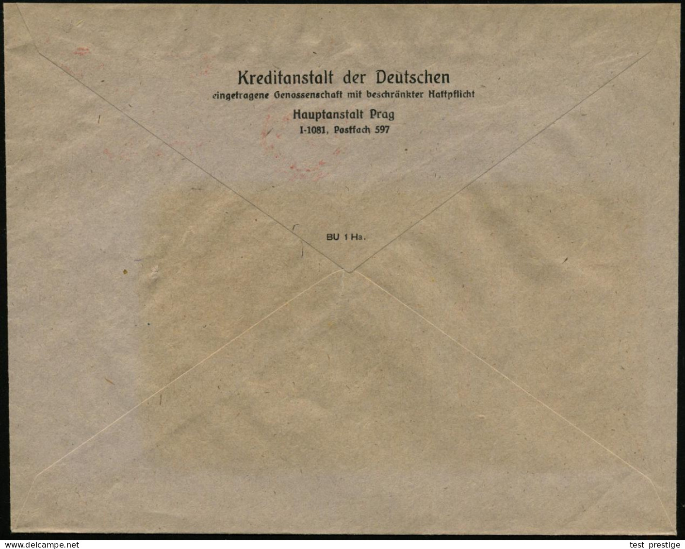 BÖHMEN & MÄHREN 1943 (8.4.) AFS Francotyp: PRAG 1/PRAHA 1/K D D (= Kreditanstalt D(er) Deutschen) = Genossenschaftsbank, - Andere