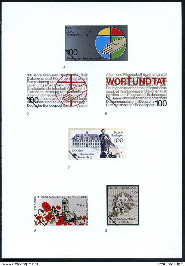 B.R.D. 1990 (März) 100 Pf. "100 Jahre Diakonenanstalt Rummelsberg", 15 Verschied. Color- Entwürfe Der Bundesdruckerei Au - Christianity