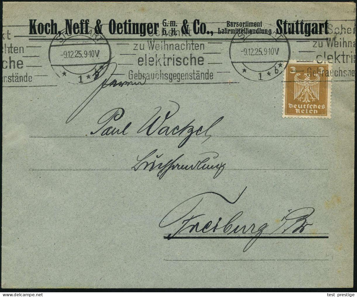 STUTTGART/ *1*b*/ Schenkt/ Zu Weihnachten/ Elektrische/ Gebrauchsgegenstände 1925 (9.12.) Seltener BdMWSt , Klar Gest. F - Weihnachten