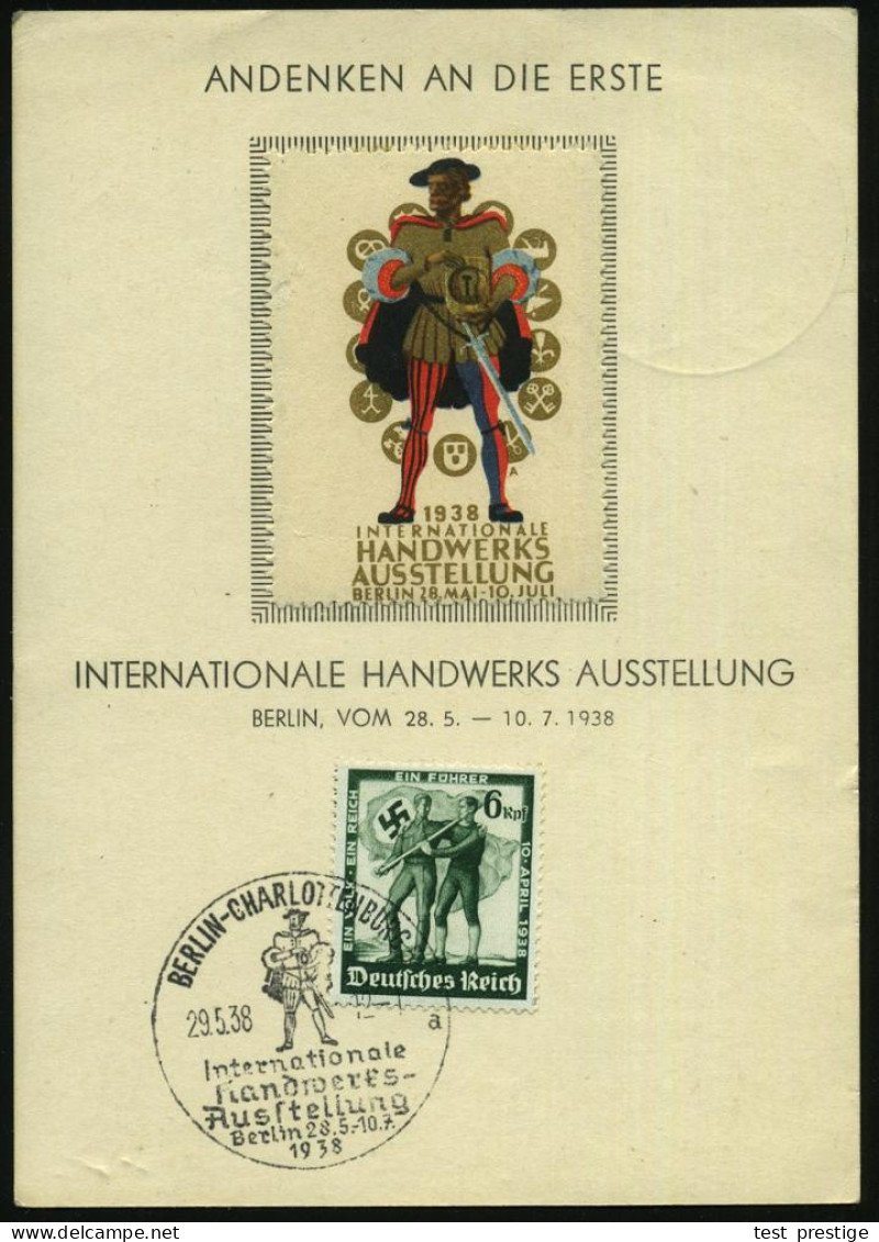 BERLIN-CHARLOTTENBURG 5/ A/ Internat./ Handwerks-/ Ausstellung 1938 (29.5.) SSt = Mittelalterlicher Zunft-Meister In Tra - Other & Unclassified