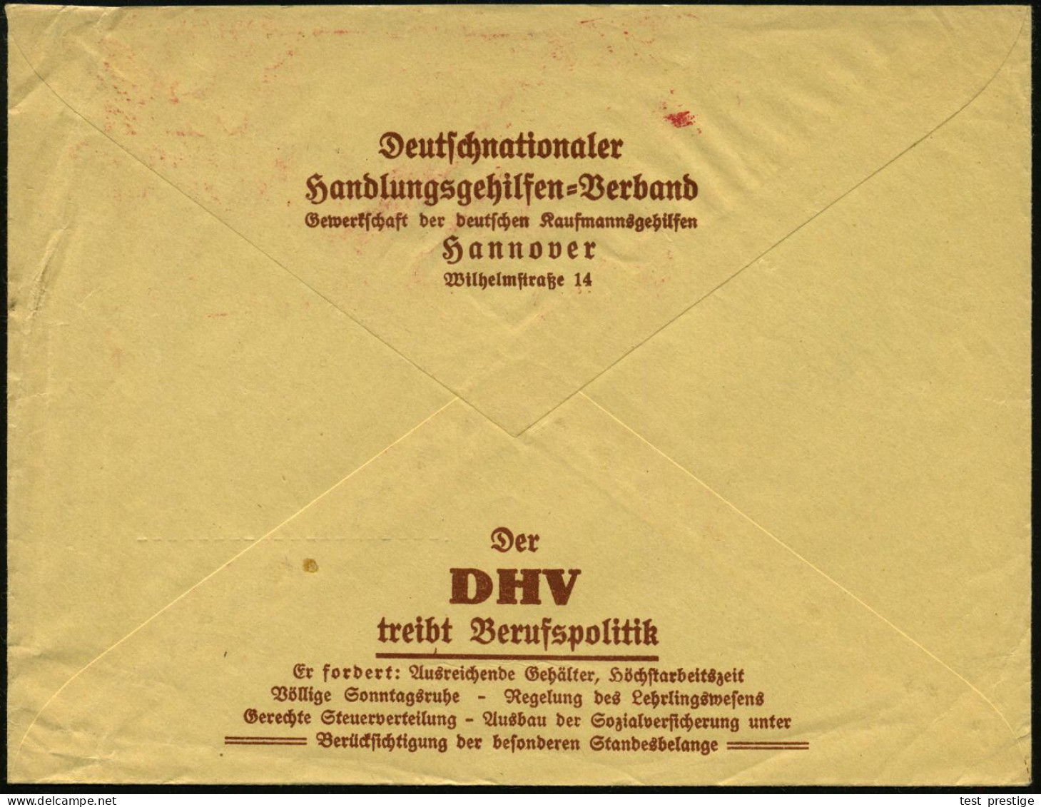 HANNOVER/ 1/ DHV/ Deutschnationaler/ Handlungsgehilfen-/ Verband.. 1932 (20.1.) AFS Francotyp (Monogr.: DHV) Motivgl. ,  - Other & Unclassified