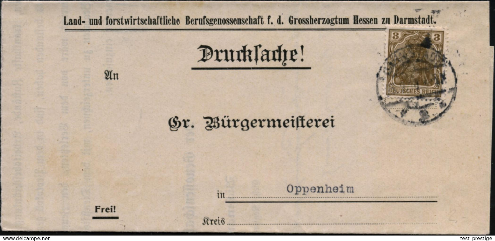 Darmstadt 1916 (25.9.) Vordruck-Faltbf.: Land- U. Forstwirtschaftl. Berufsgenossenschaft Grossherzogtum Hessen.. Mit Tei - Other & Unclassified