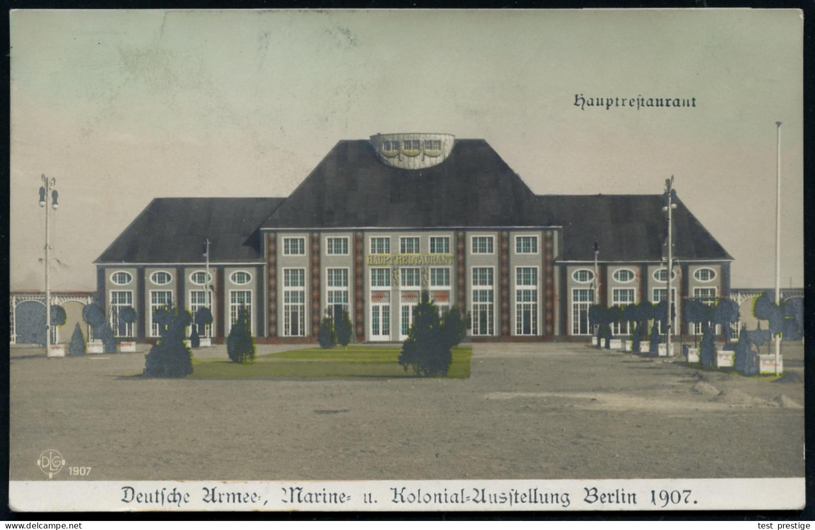 BERLIN-SCHÖNEBERG/ ARMEE-/ MARINE-U./ KOLONIAL-/ AUSSTELLUNG 1907 (6.9.) SSt Auf Offiz. Color-Ausstellungs-Sonderkarte:  - Sonstige & Ohne Zuordnung