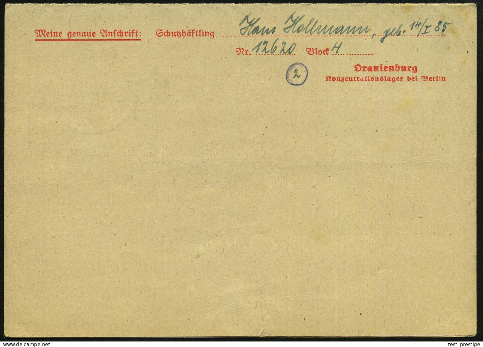 ORANIENBURG/ F 1945 (3.1.) 2K-Steg + Viol.Zensur-HdN: Postzensurstelle/E./ K. L. Sachsenhausen  KZ-Faltbf Mit Lagerordnu - Other & Unclassified