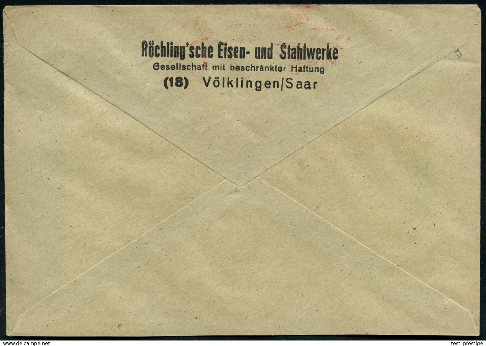 VÖLKLINGEN (SAAR)/ RÖCHLINGSTAHL/ ÜBERALL 1949 (18.8.) AFS Francotyp "POST SAAR" (Firmen-Wappen) Rs. Abs.-Vordruck: Röch - Andere & Zonder Classificatie