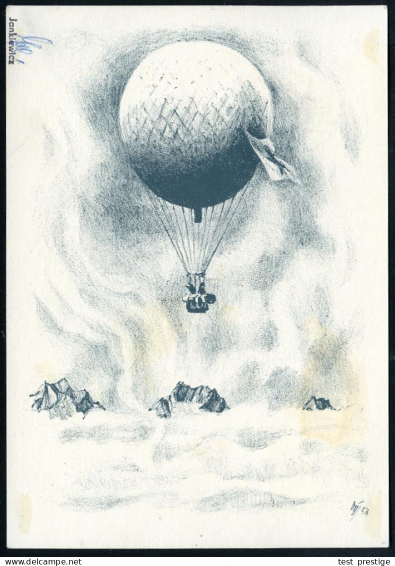 SCHWEIZ /  UNGARN 1956 (16.12.) Ballon-Sonderkarte: Ungarnhilfe , 1K: OLTEN 2/BAHNHOF + Ballon-HdN: UNGARNHILFE + Color- - Andere & Zonder Classificatie