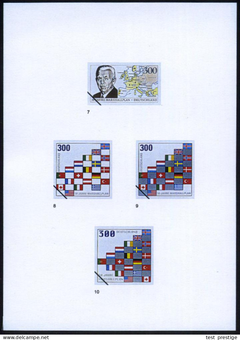 B.R.D. 1997 (Apr.) 300 Pf. George C. Marshal , 50 Jahre Marshallplan Für Europa, 15 Verschied. Color-Entwürfe Der Bundes - Other & Unclassified