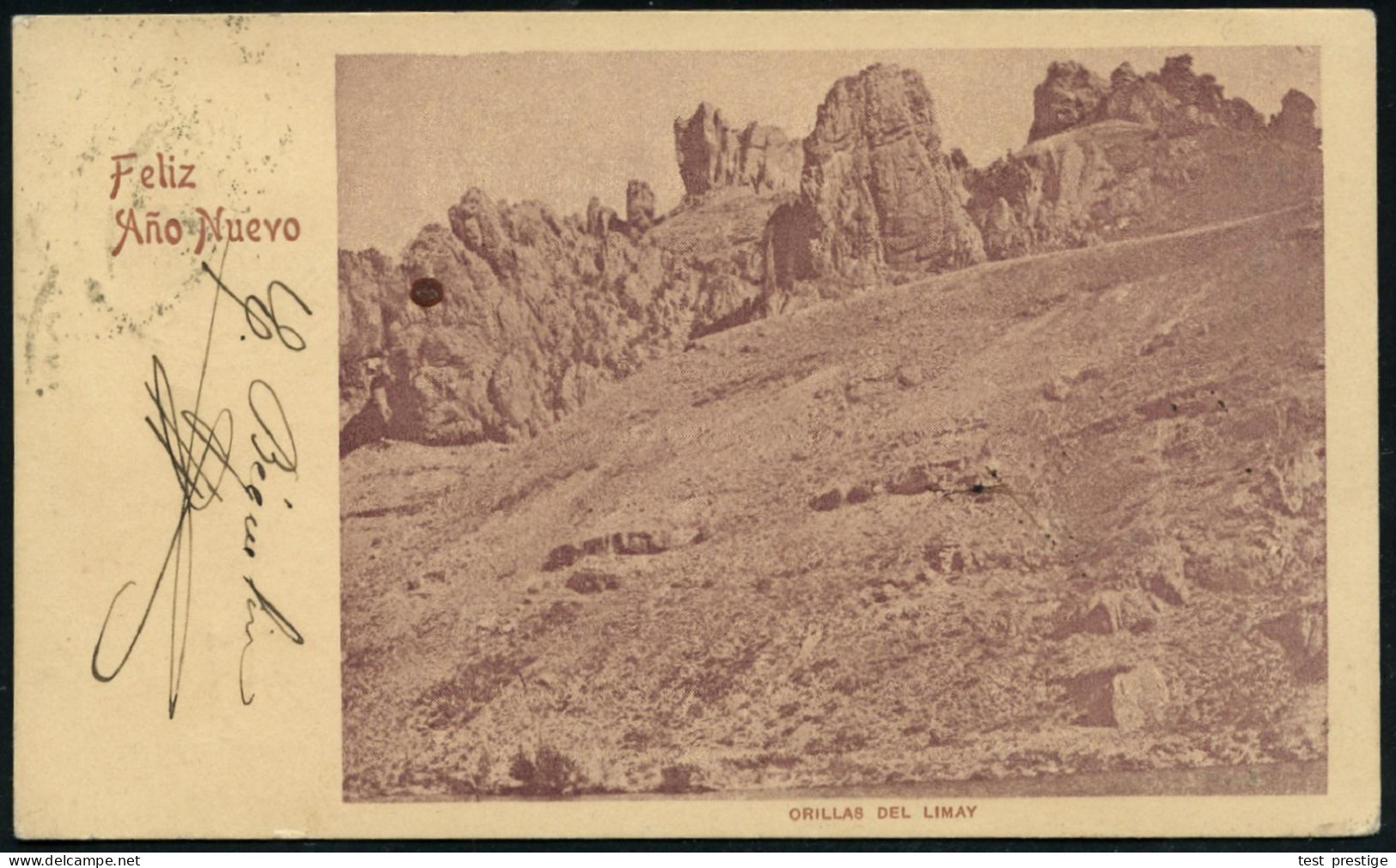 ARGENTINIEN 1902 (Dez.) 4 C. Liberty BiP Grün: ORILLAS DEL LIMAY (Felsenformation) Neujahhrs-Glückwunsch-Kt., Bedarf (HG - Sonstige & Ohne Zuordnung