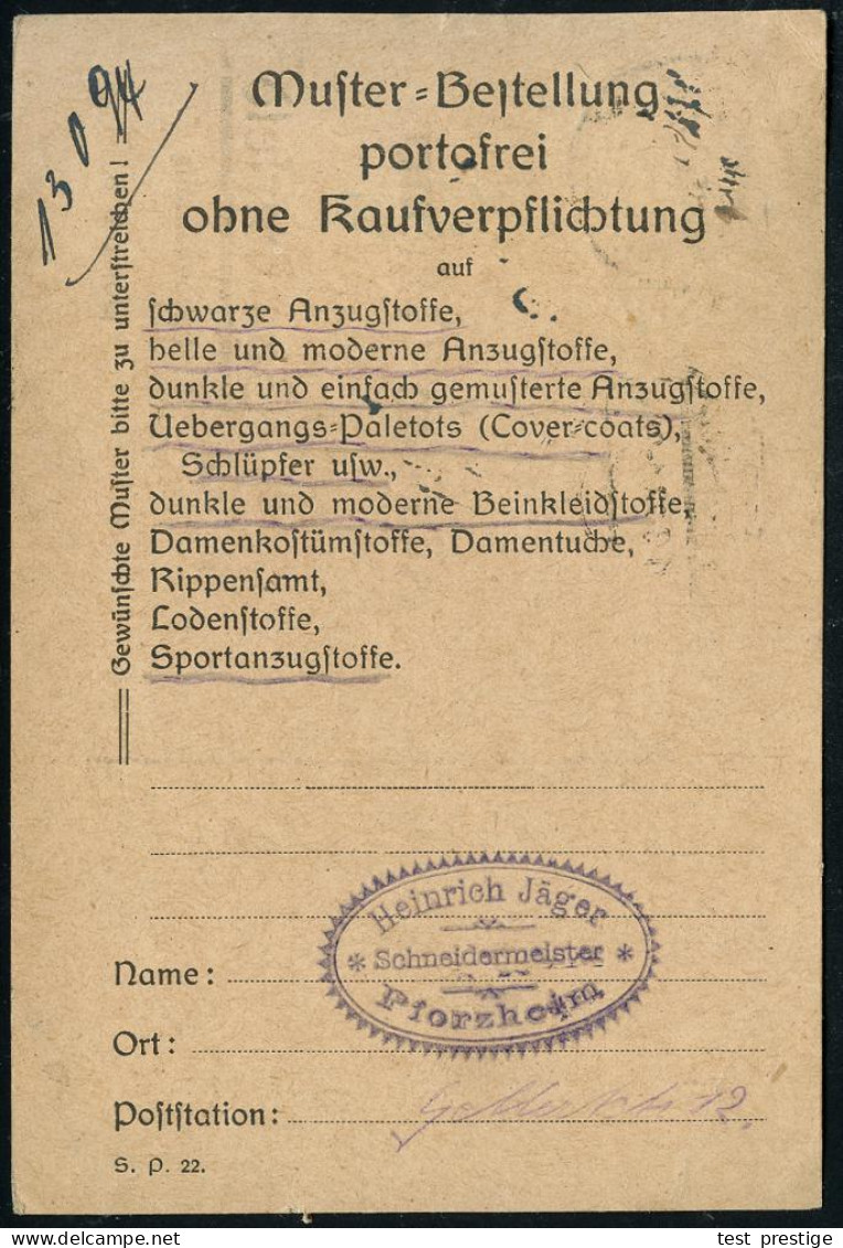 PFORZHEIM/ O1o/ STÄNDIGE/ SCHMUCKWAREN-/ AUSSTELLUNG../ HANSA-HAUS 1923 (31.3.) Seltener MWSt + 1K-Brücke: PFORZHEIM/* 1 - Other & Unclassified