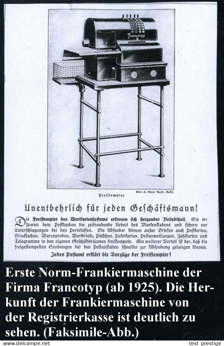 BERLIN W/ 9/ HASTRAG/ Haltestellen-Reklame-GmbH 1930 (24.10.) AFS-Musterabdruck Francotyp "Bogenrechteck" = Gläserne Hal - Glasses & Stained-Glasses