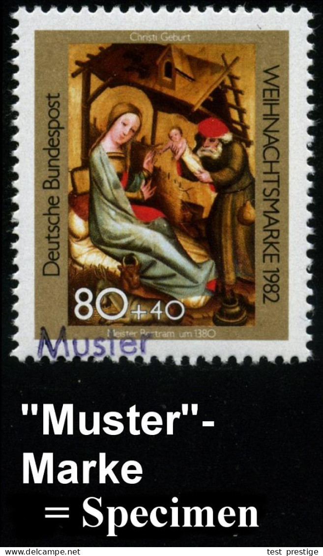 B.R.D. 1982 (Nov.) 80 + 40 Pf. Weihnachten = "Geburt Christi" (Meister Betram V. Minden) Mir Amtl. Handstempel  "M U S T - Andere & Zonder Classificatie