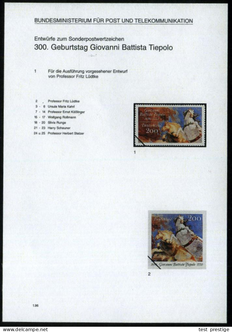 B.R.D. 1996 (Jan.) 200 Pf.  "300. Geburtstag G. B. Tiepolo", 25 Verschied. Color-Alternativ-Entwürfe D. Bundesdruckerei  - Andere & Zonder Classificatie