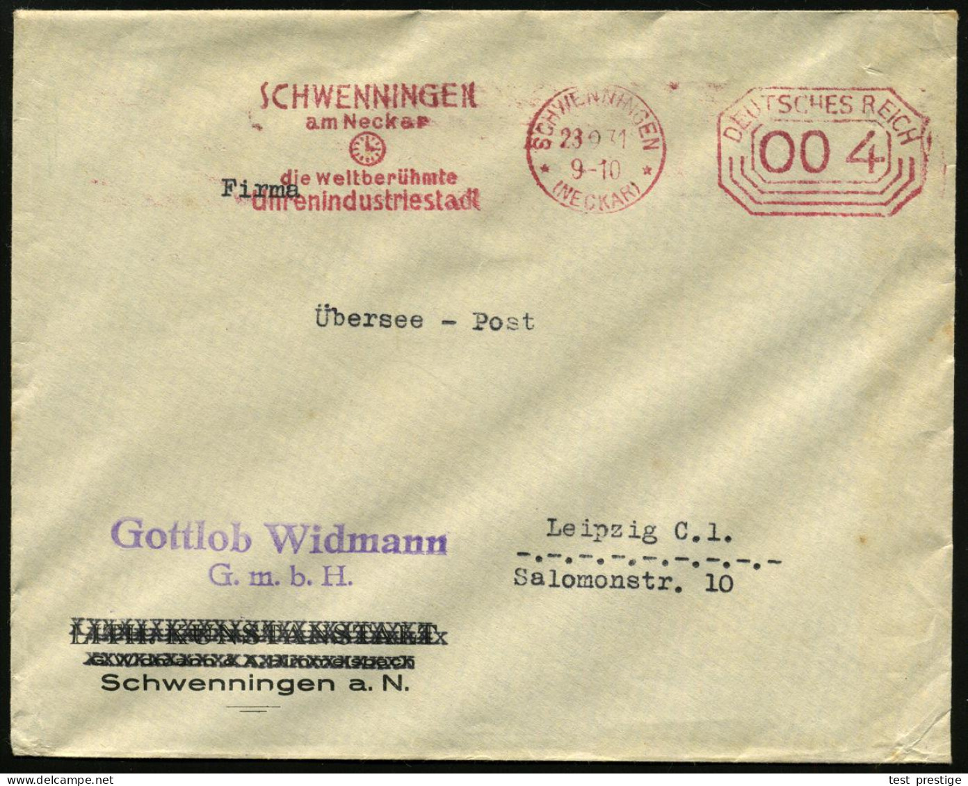 SCHWENNINGEN/ (NECKAR)/ ..die Weltberühmte/ Uhrenindustriestadt/ DEUTSCHES REICH 1931 (23.9.) Seltener PFS 004 Pf. Achte - Horloges