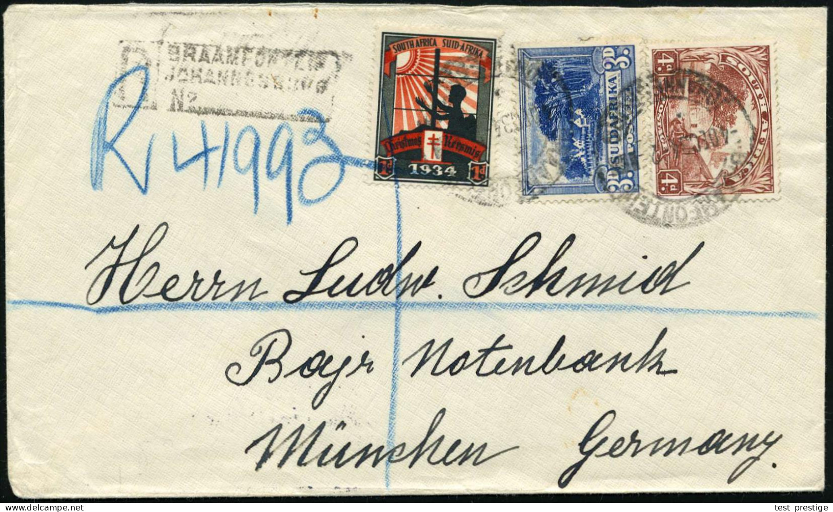 SÜDAFRIKA 1934 (4.12.) Freimarken 3 D. Und 4 D. + Tbc-Spendenmarke  1 D. "1934" (Kind, Sonne, Fenster Als Doppelkreuz) A - Disease