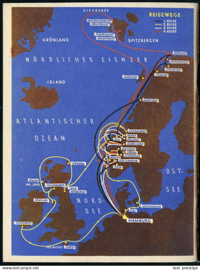 Hamburg 1936 Umfangreiche Broschüre "NORDLANDFAHRTEN 1936" Der Reederei "HAMBURG-SÜD" Mit Farbiger Titel-Grafik, Rs. Far - Maritime