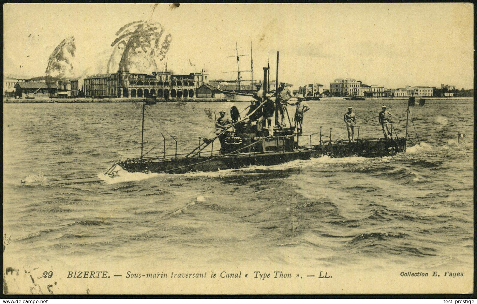 FRANKREICH /  TUNESIEN 1910/19 3 Verschiedene S/w.-Ak.: U-Boot "Thon" Bzw. Thon-Klasse , 2x Gebr. ,1x Gest. BIZERTE (Kri - U-Boote