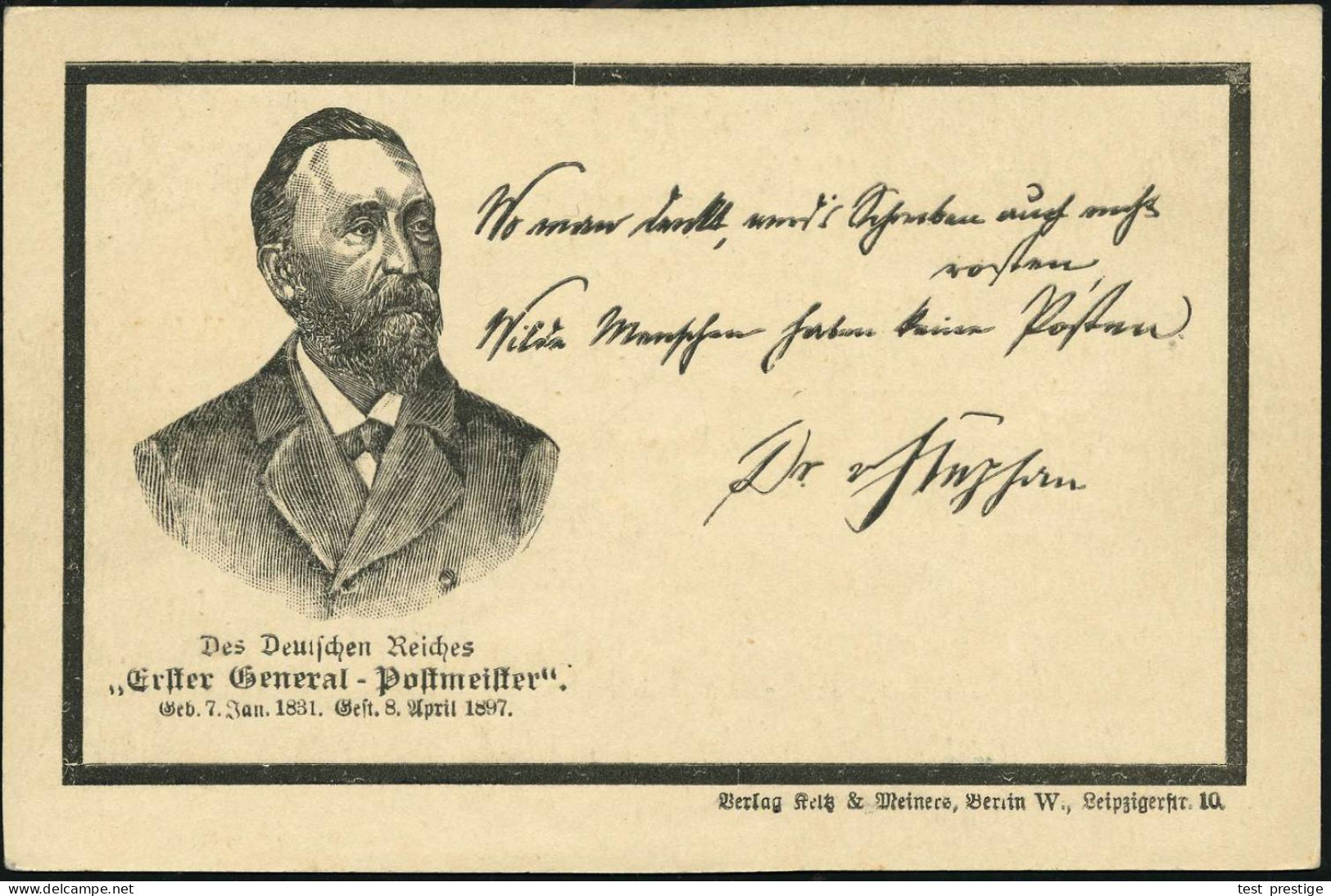 DEUTSCHES REICH 1897 PP 5 Pf. Ziffer/Krone, Grün: "Erster General-Postmeister" Trauerkarte Zum Tode Heinrich V.Stephans  - UPU (Universal Postal Union)