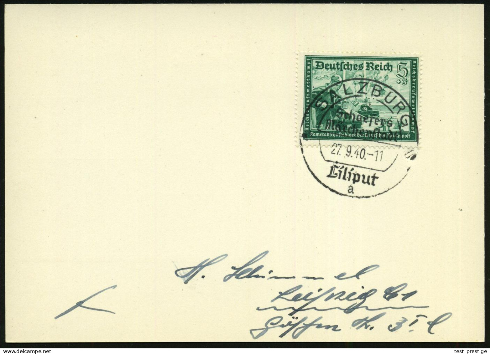 SALZBURG/ Schaefers/ Märchenstadt/ Liliput/ A 1940 (27.9.) Seltener SSt = Saison- U. Wanderstempel Auf EF 5 + 3 Pf. Post - Zirkus