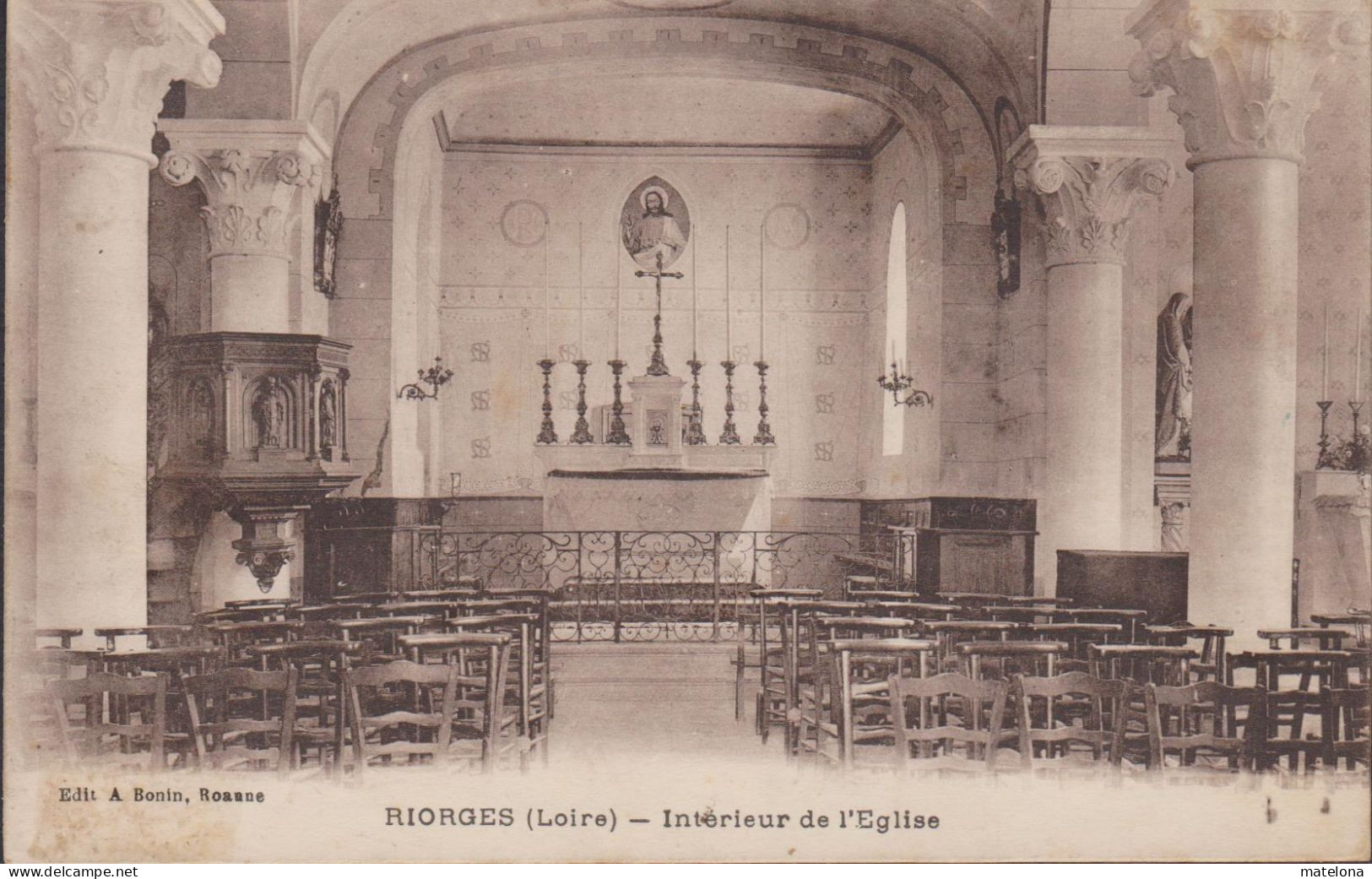 42 - LOIRE RIORGES INTERIEUR DE L'EGLISE - Riorges