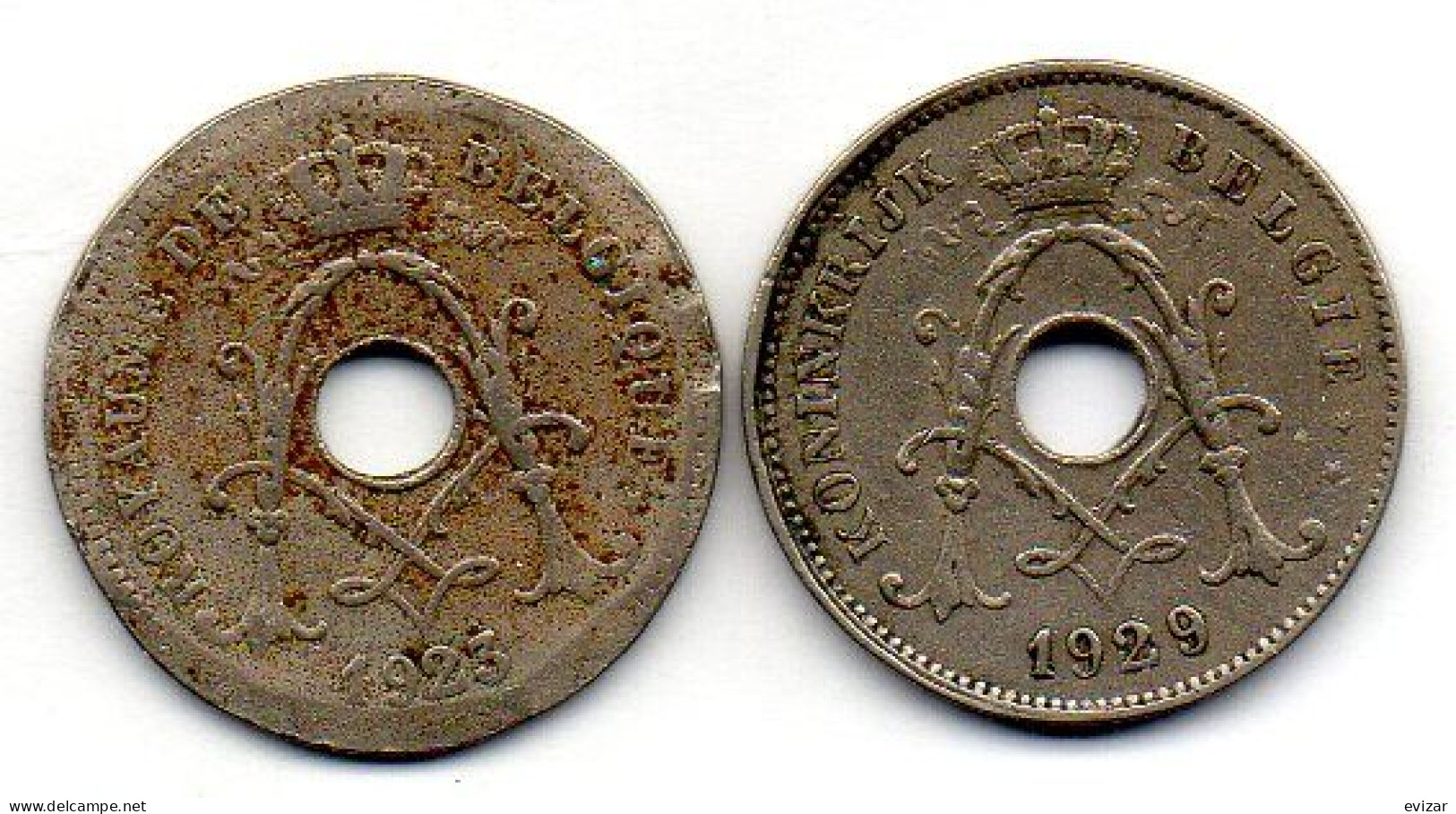 BELGIUM - Set Of Two Coins 10 Centimes, Copper-Nickel, Year 1923, 1929, KM # 85.1, 86, French & Dutch Legend - 10 Centimes