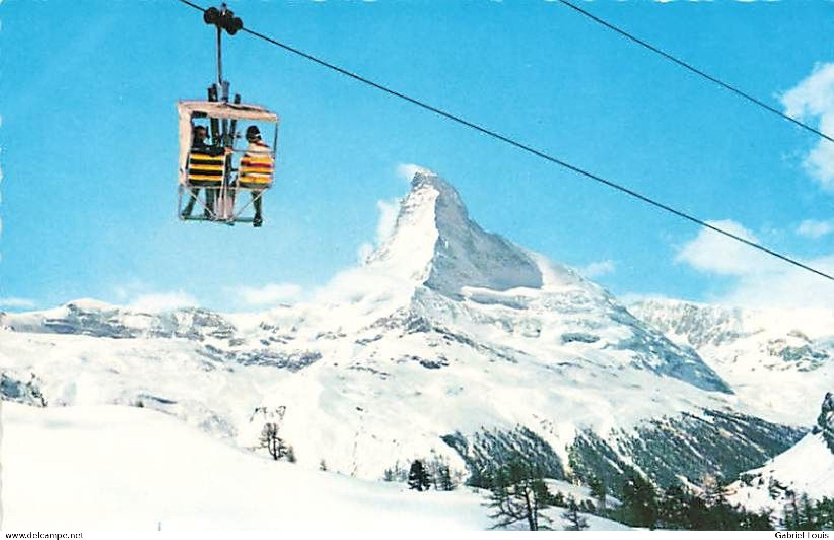 Zermatt Sesselbahn Sunegga Mit Matterhorn Cervin Télésiège Matterhorn Ski Skifahrer - Zermatt