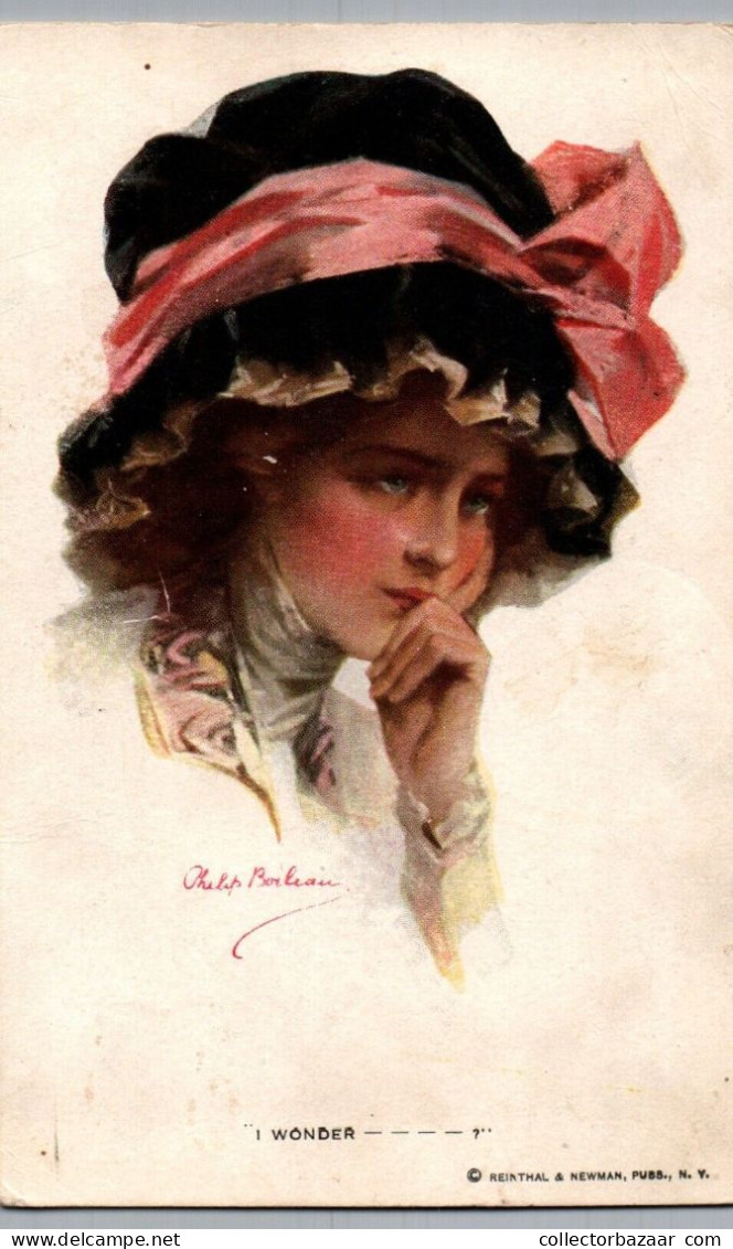 Woman Health Beauty Advertising X4 Artist Signed Postcards Schilbach Boileau Hat - Schilbach