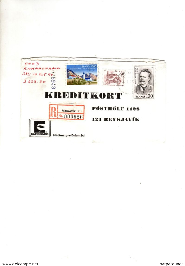 Islande Lettre Recommandée 1983 3 Timbres - Briefe U. Dokumente