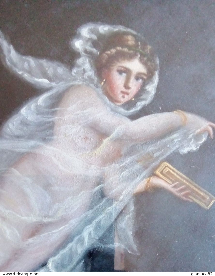 Dipinto Olio su carta Napoli: Pompei da affresco 1850 ca. (D190) Come da foto 24,5 x 21,5 cm Cornice 39,0 x 35,0 cm