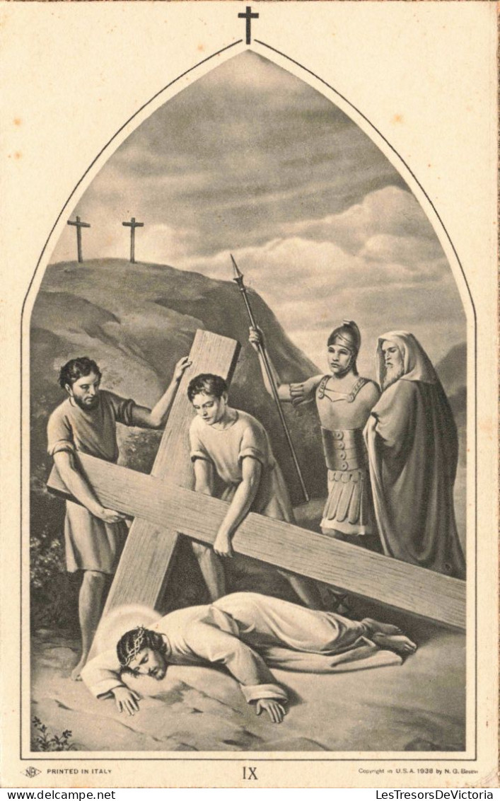 RELIGION - Christianisme - Chemin De La Croix - Jésus Tombé Pour La Troisième Fois - Carte Postale Ancienne - Lieux Saints