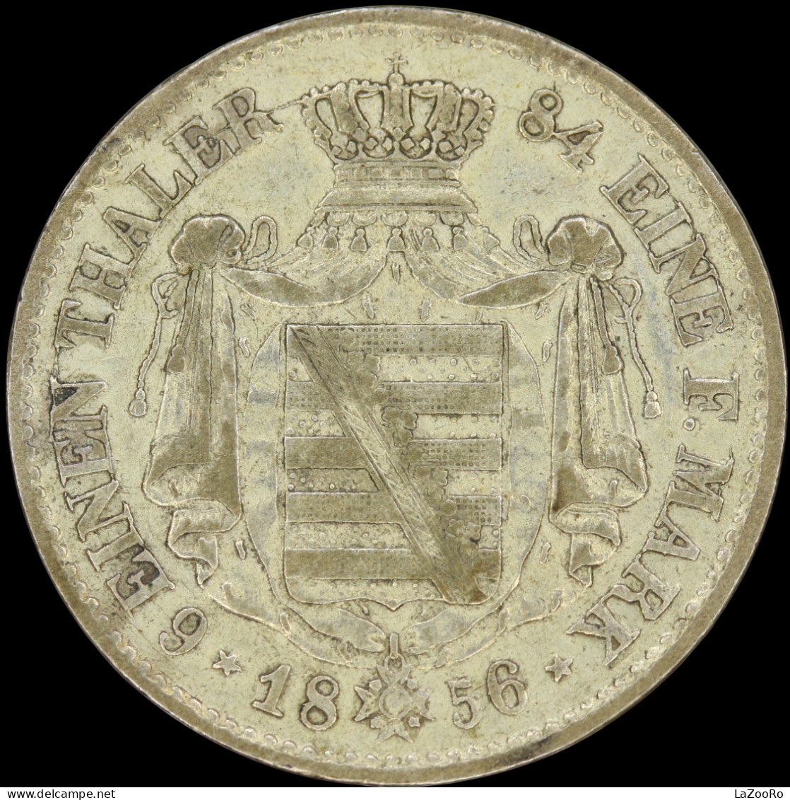 LaZooRo: Germany SAXONY-ALBERTINE 1/6 Thaler 1856 F XF / UNC - Silver - Taler Et Doppeltaler