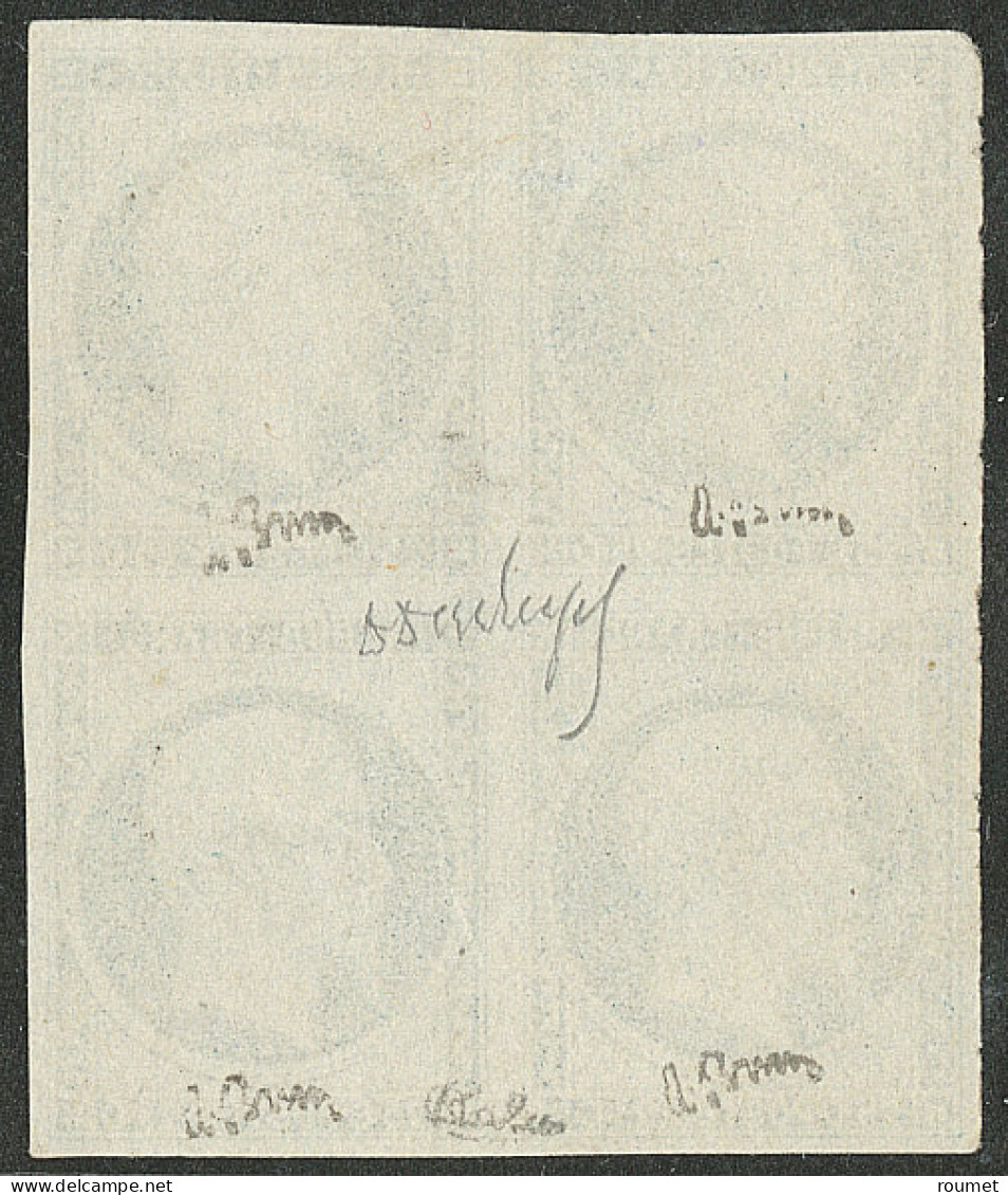 (*) No 10c, Bleu-verdâtre, Bloc De Quatre (infime Pelurage Au Verso De La Paire Sup), Superbe D'aspect. - R (N° Spink-Ma - 1852 Louis-Napoleon