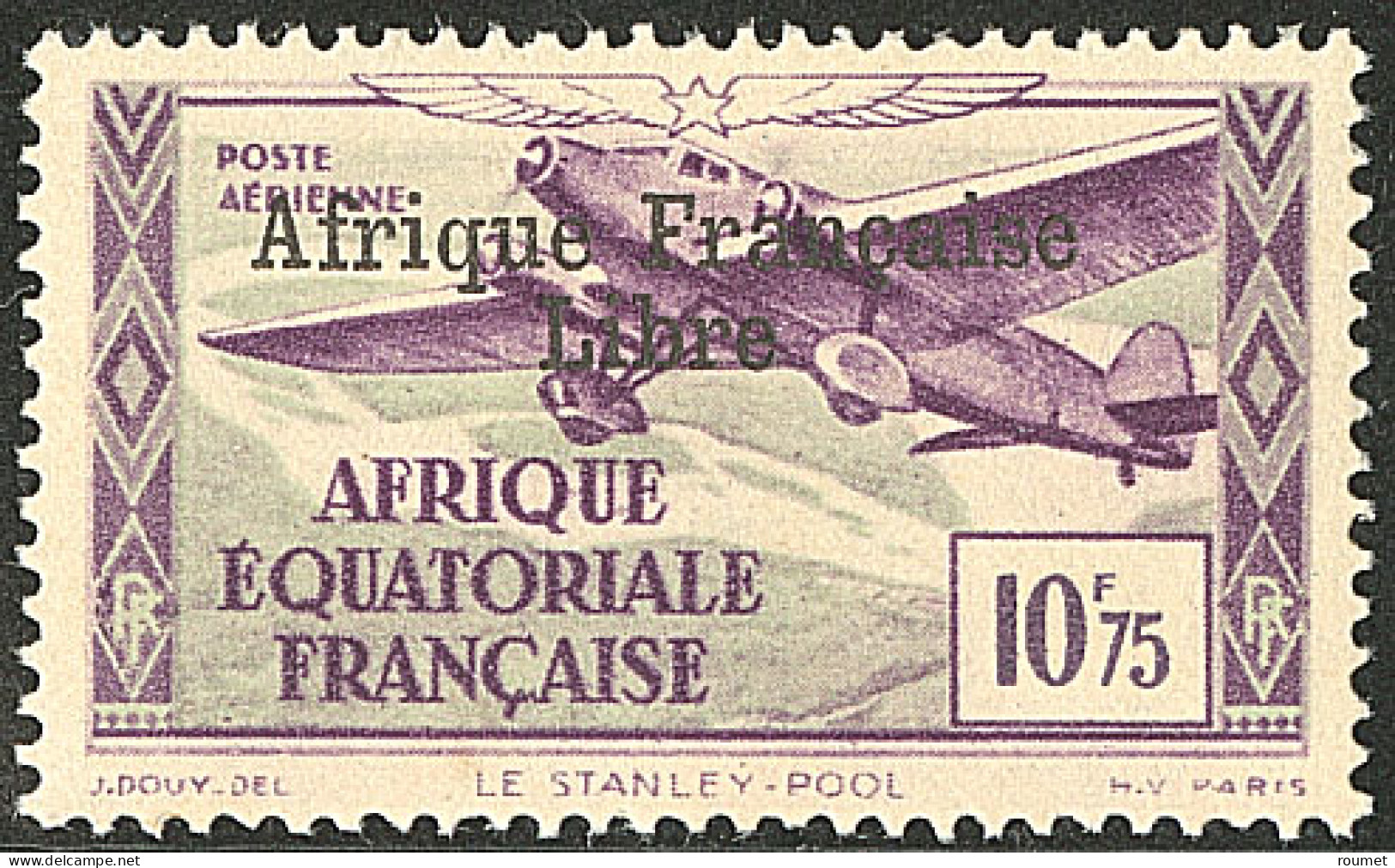 * Poste Aérienne, France-Libre. Surcharge AFL En Noir Sans La Surcharge "50f". No 21c, Gomme Coloniale. - TB. - R (tirag - Other & Unclassified