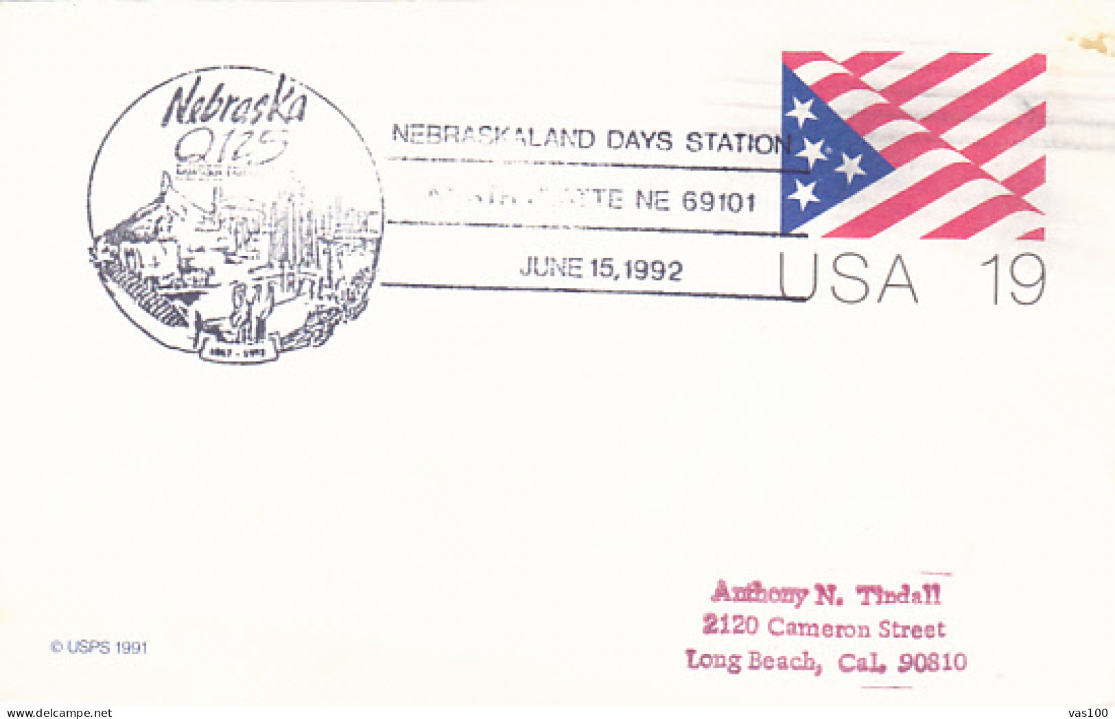 AMERICAN FLAG, PC STATIONERY, ENTIER POSTAL, 1991, USA - 1981-00