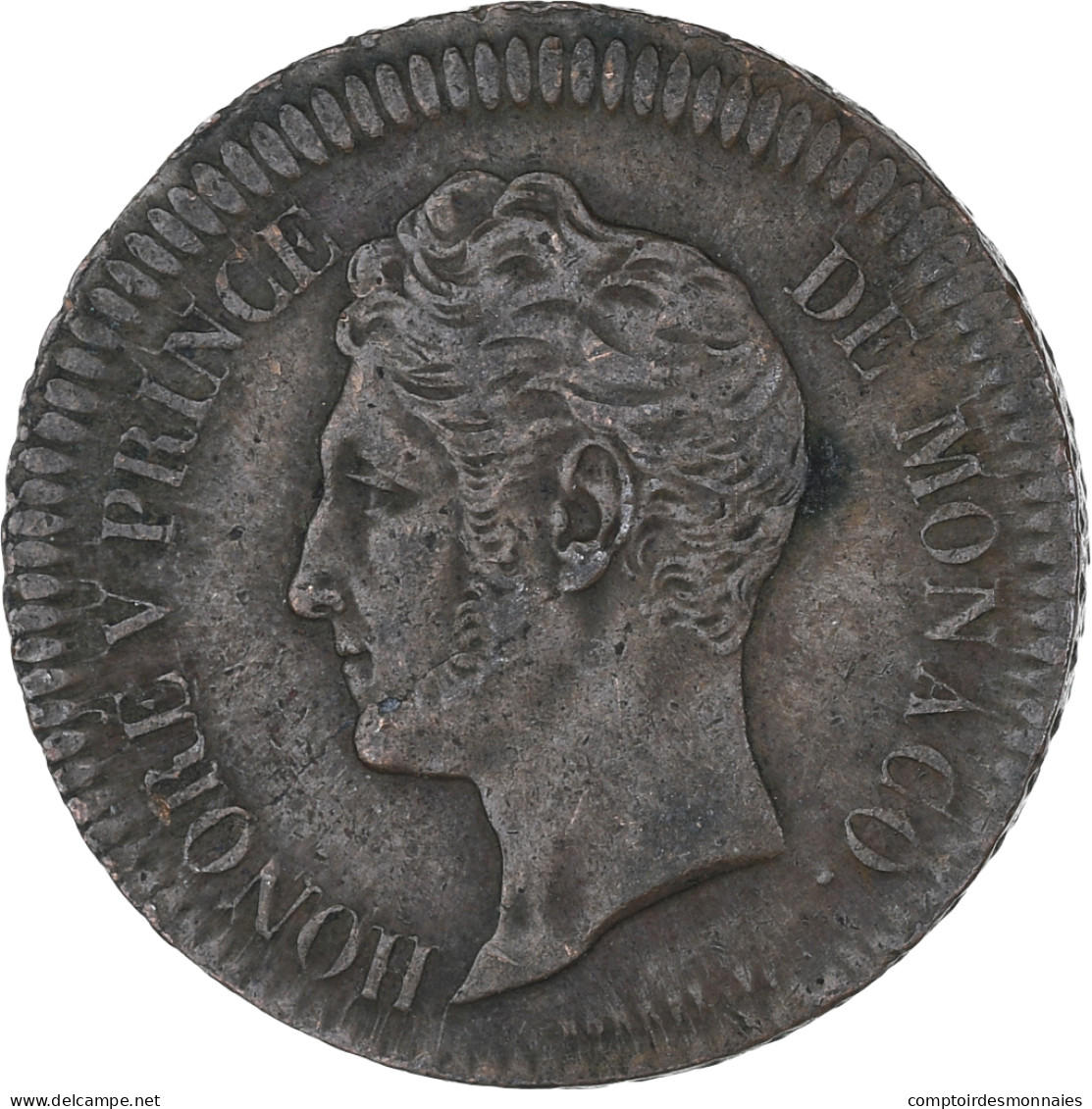 Monaco, Honore V, Décime, 1838, Monaco, TTB, Cuivre, Gadoury:MC105, KM:97.1 - 1819-1922 Honoré V, Charles III, Albert I