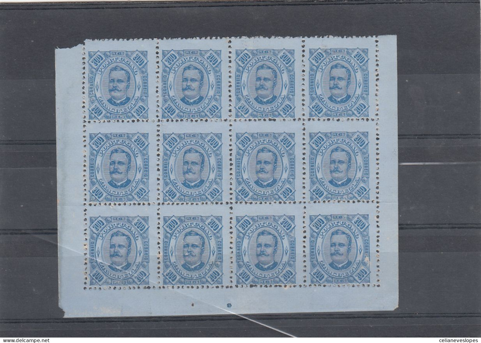 Portuguese Zambézia, D. Carlos I, 200 R. Azul S/ Azul D12 3/4, Mundifil Nº 12 MNH - Zambezië
