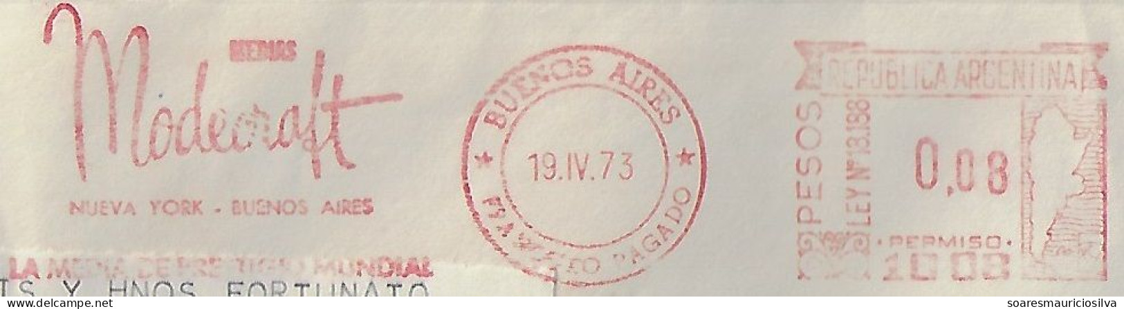 Argentina 1973 Cover From Buenos Aires To Obispo Trejo Meter Stamp Hasler Slogan Modecraft World Class Socks Sock - Briefe U. Dokumente