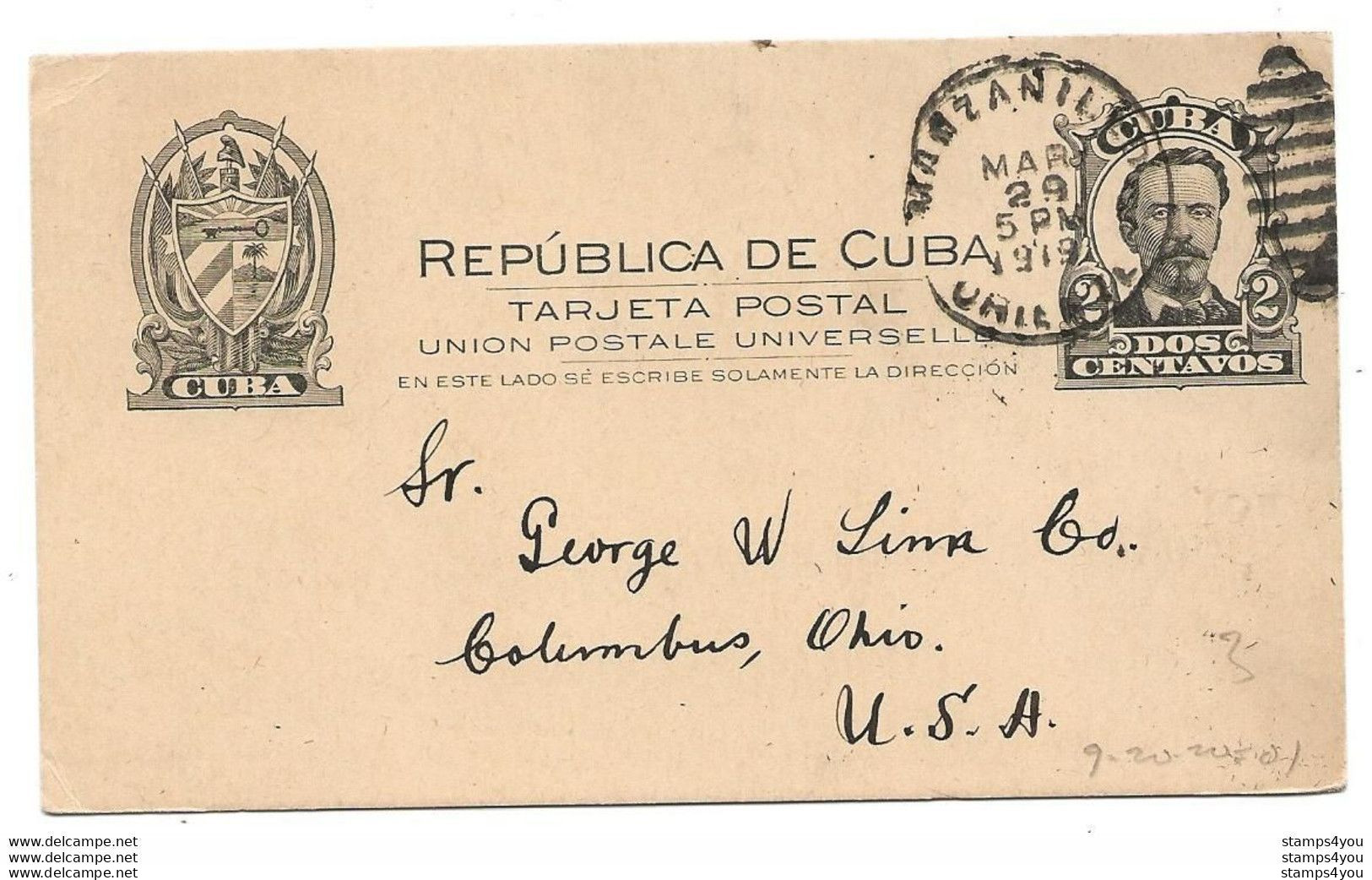 237 - 62 - Entier Postal Envoyé De Manzanillo Aux USA 1919 - Brieven En Documenten