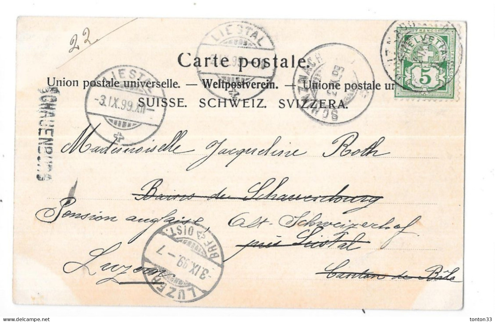 SCHINZNACH LES BAINS - SUISSE - CPA DOS SIMPLE Du 03 SEPTEMBRE 1899 - Vue Générale - VINC/BX - - Schinznach 