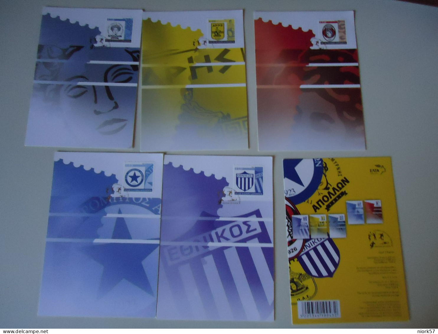 GREECE MAXIMUM CARDS 2006  5 FOOTBALL HISTORIAL SPORT CLUBS AND PROSPECTUS - Tarjetas – Máximo