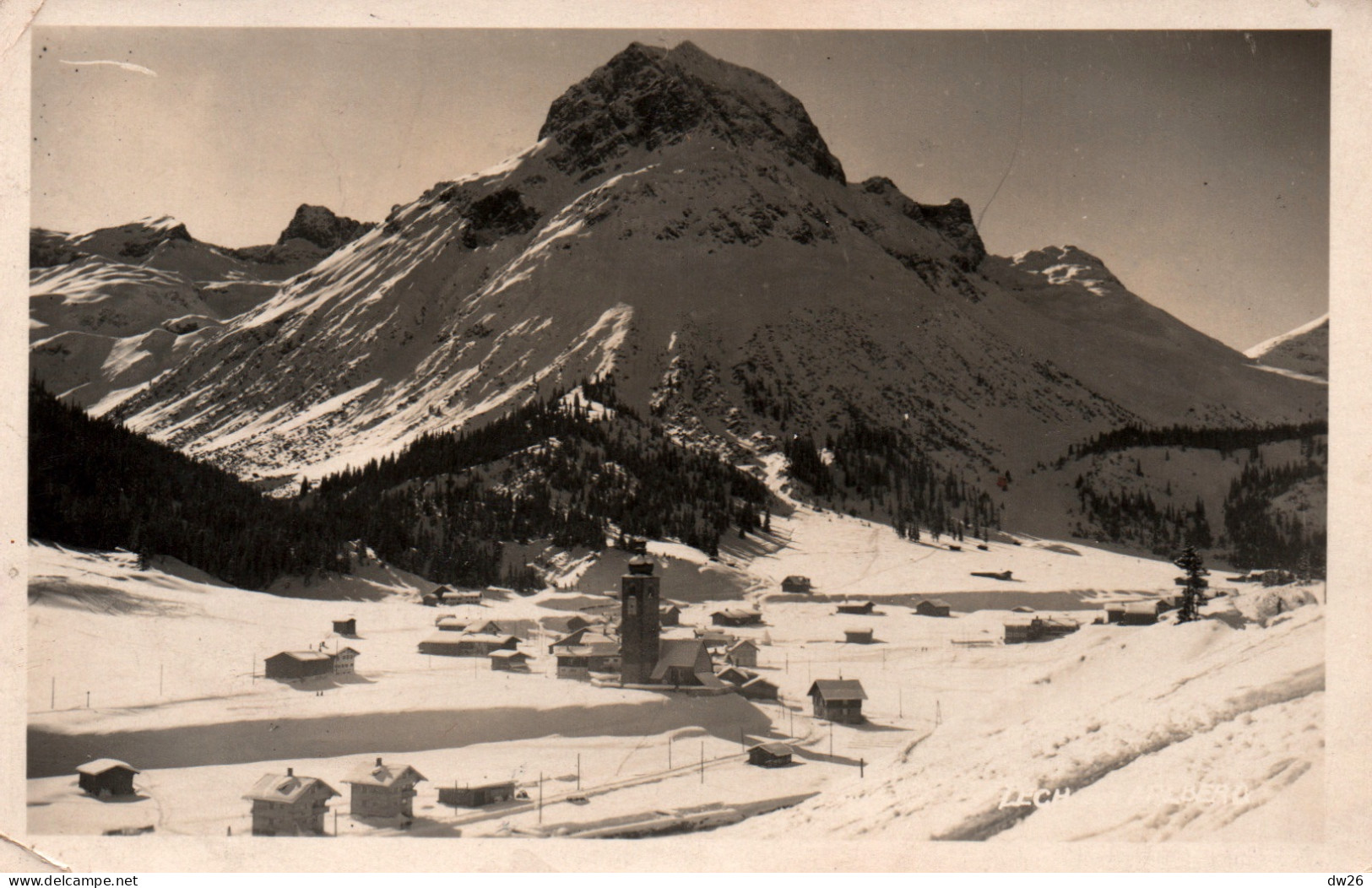 Lech Am Arlberg (Vorarlberg) Vue Générale, L'église (Kirche Im Winter) Carte-photo Schmidt - Lech