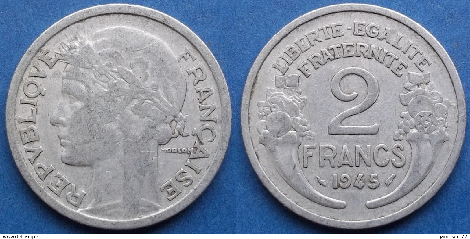 FRANCE - 2 Francs 1945 KM# 886a.1 De Gaulle Provisional Government (1944-1947) - Edelweiss Coins - 2 Francs