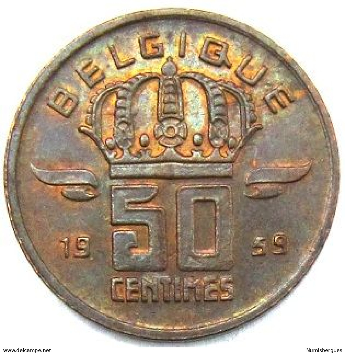 Pièce De Monnaie 50 Centimes 1959 Version Belgique - 50 Cents