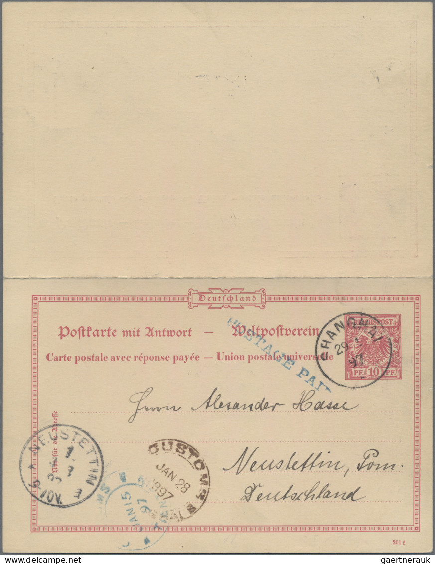 China - Post Marks: 1897 (Jan 15) 10pf Postal Stationery Card With Paid Reply (w - Other & Unclassified