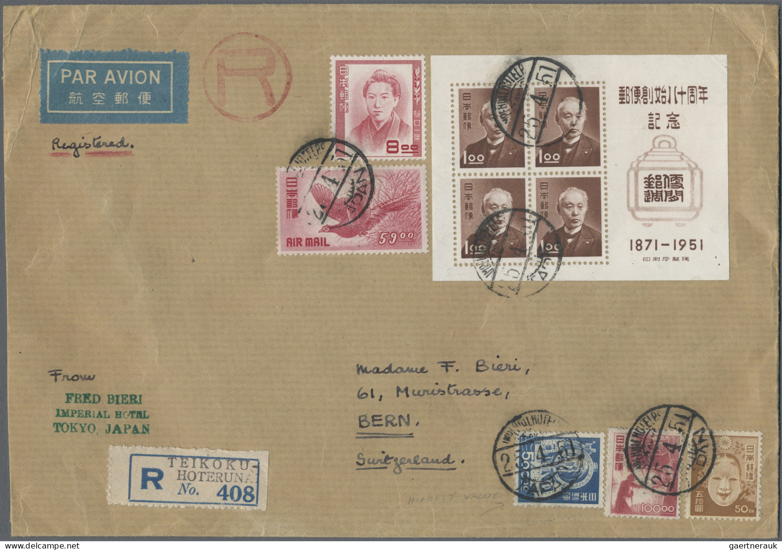 South Korea: 1949, Red Cross Delegation Head Fred Bieri Cover: Japan Vocational - Korea, South