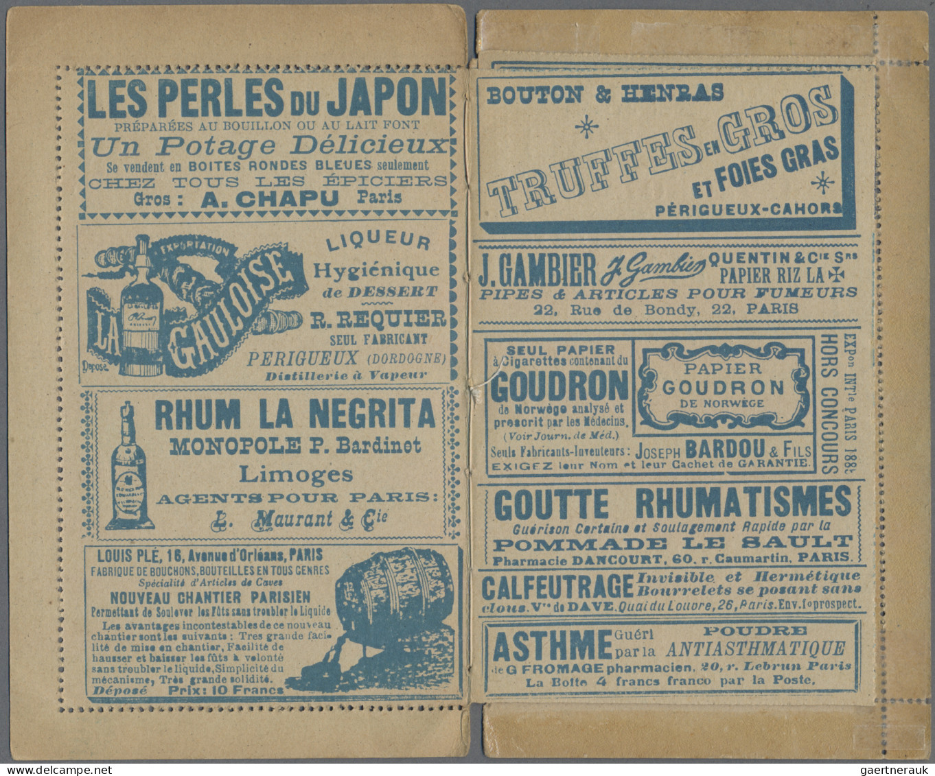 Thematics: Advertising Postal Stationery: 1887, France, 15 C Blue Sage, Advertis - Other