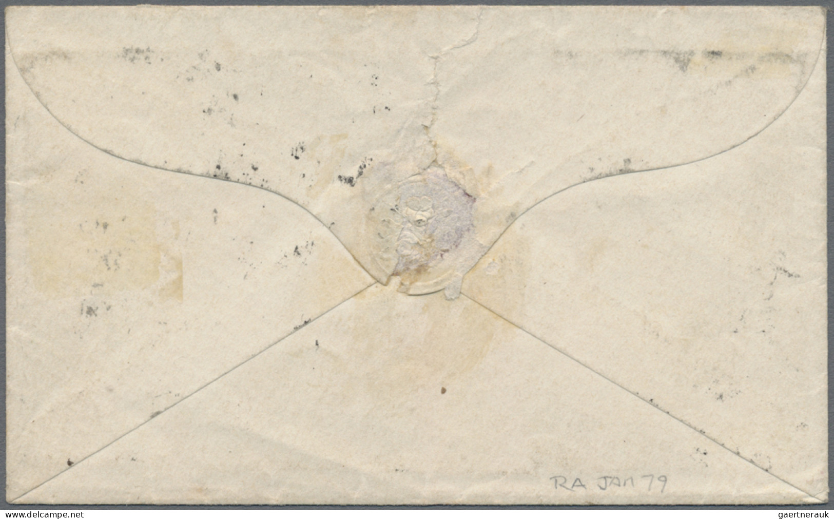 Victoria: 1854 1s. Blue Used On Small Cover From Melbourne To Adelaide, Tied By - Covers & Documents