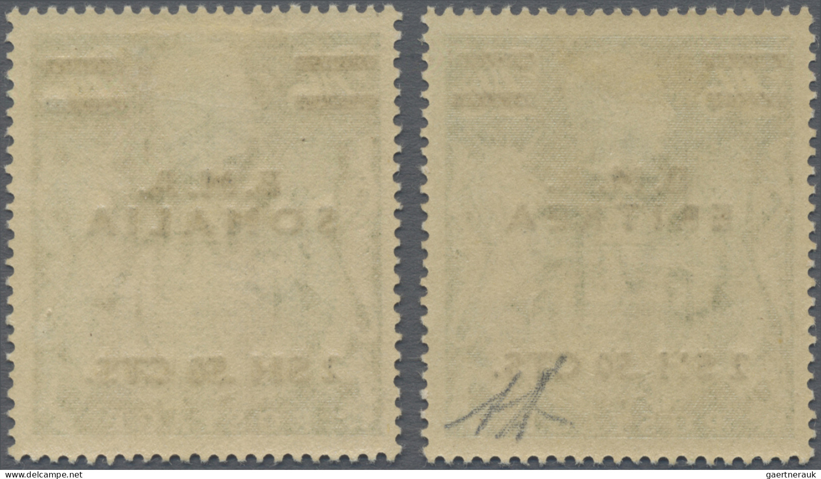 Italian Eritrea: 1949 British 2 Sh/6 D Green Overprinted "B.M.A. SOMALIA 1 Sh .5 - Eritrea